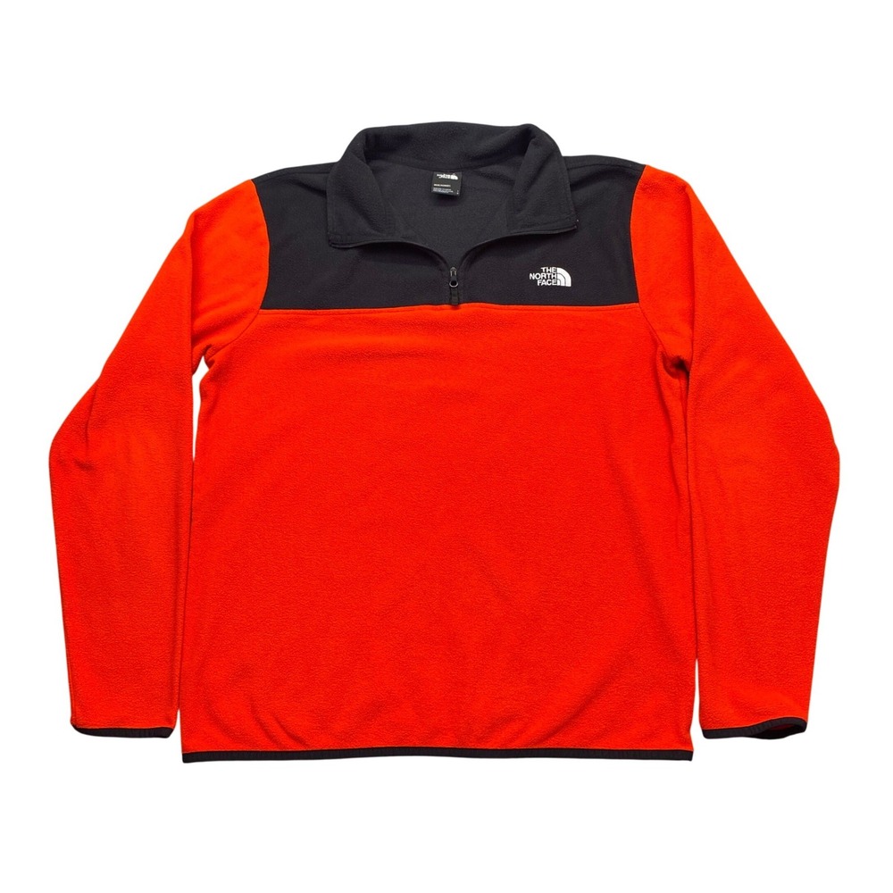 The North Face Mens Large Orange Black 1/4 Zip Fleece Pullover NF0A48KRWU5